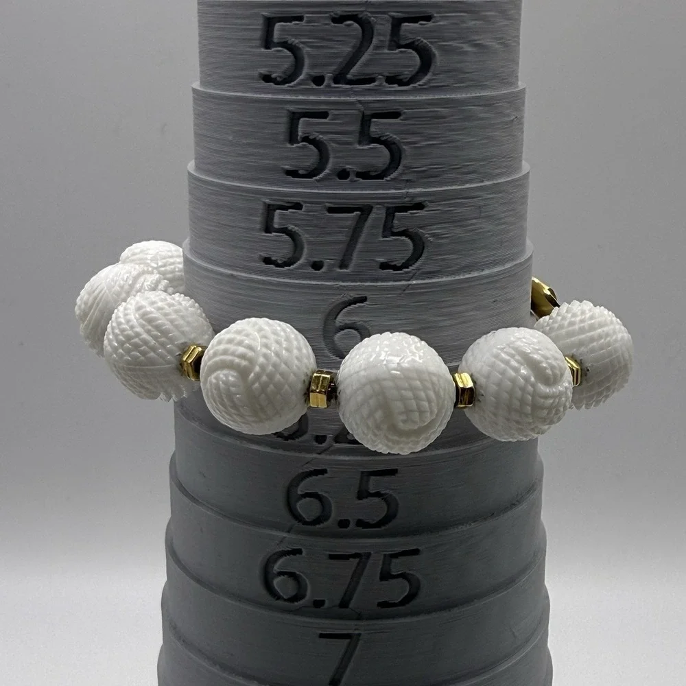 Monet Bracelet Gold Tone Accents White Textured Beads Estate Retro VTG - Picture 3 of 12